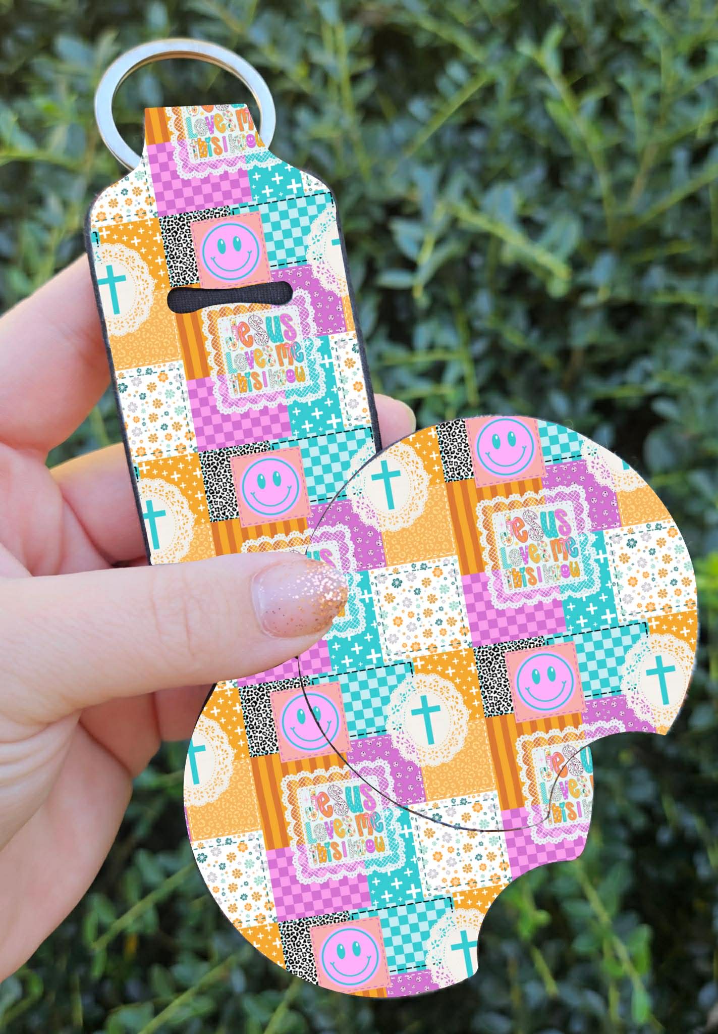 Car Coaster Set with Chapstick Holder or Wristlet