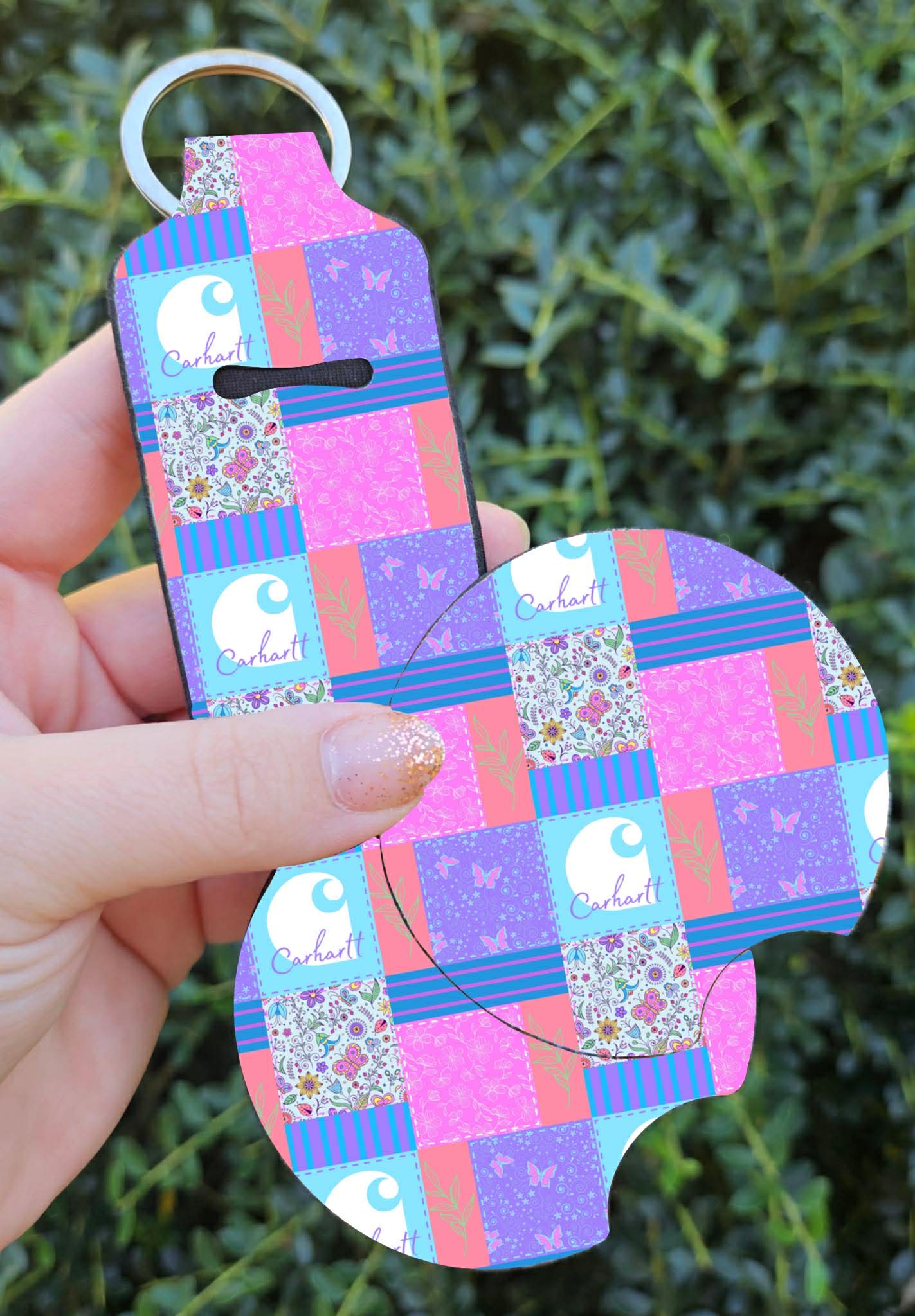 Car Coaster Set with Chapstick Holder or Wristlet