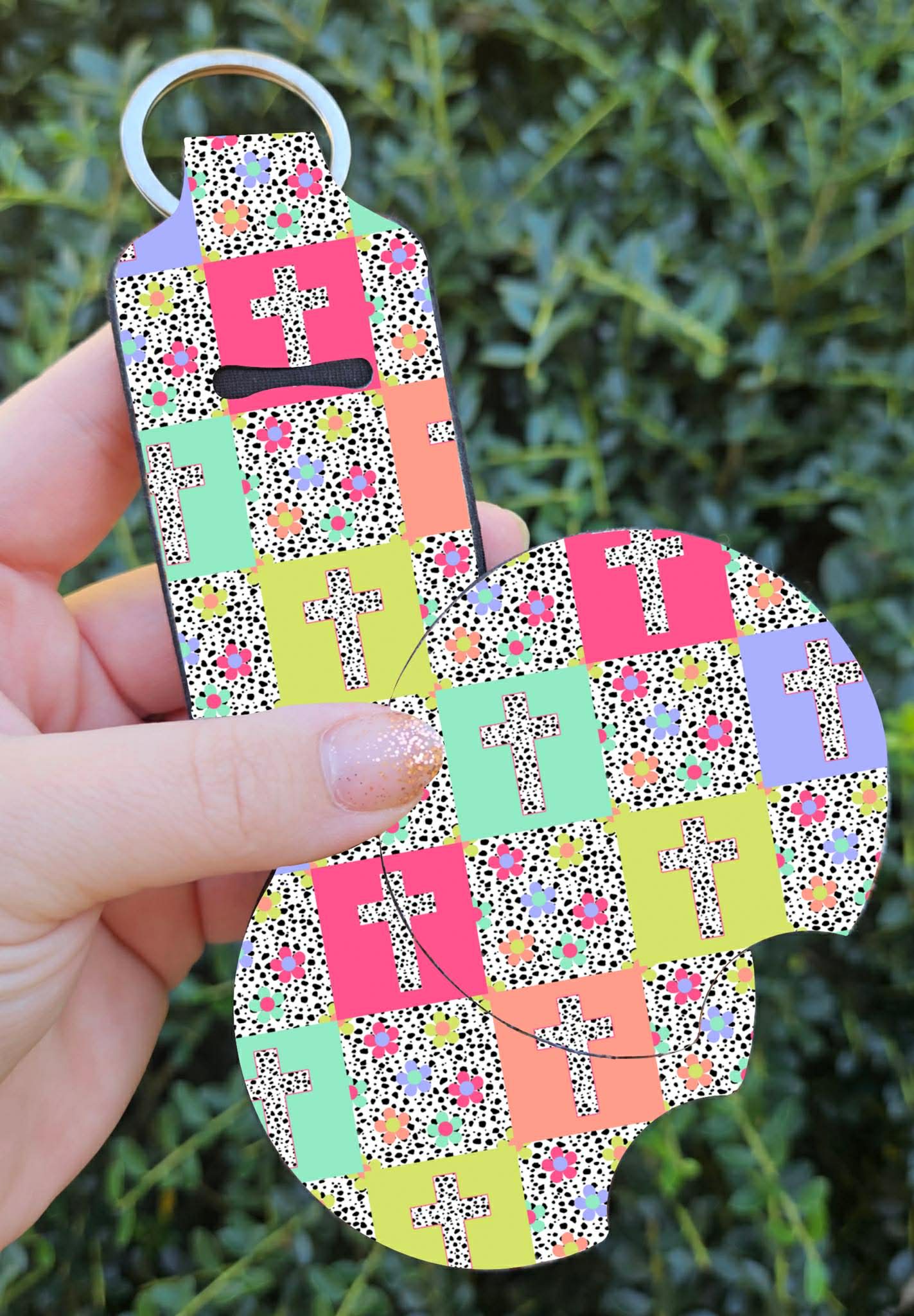 Car Coaster Set with Chapstick Holder or Wristlet