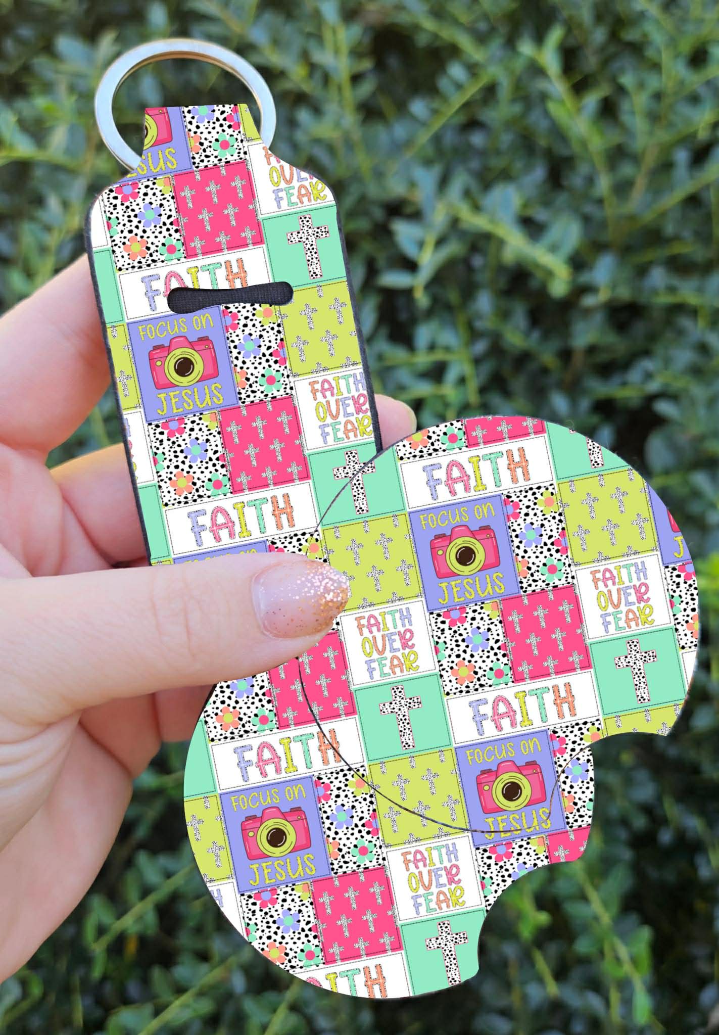 Car Coaster Set with Chapstick Holder or Wristlet
