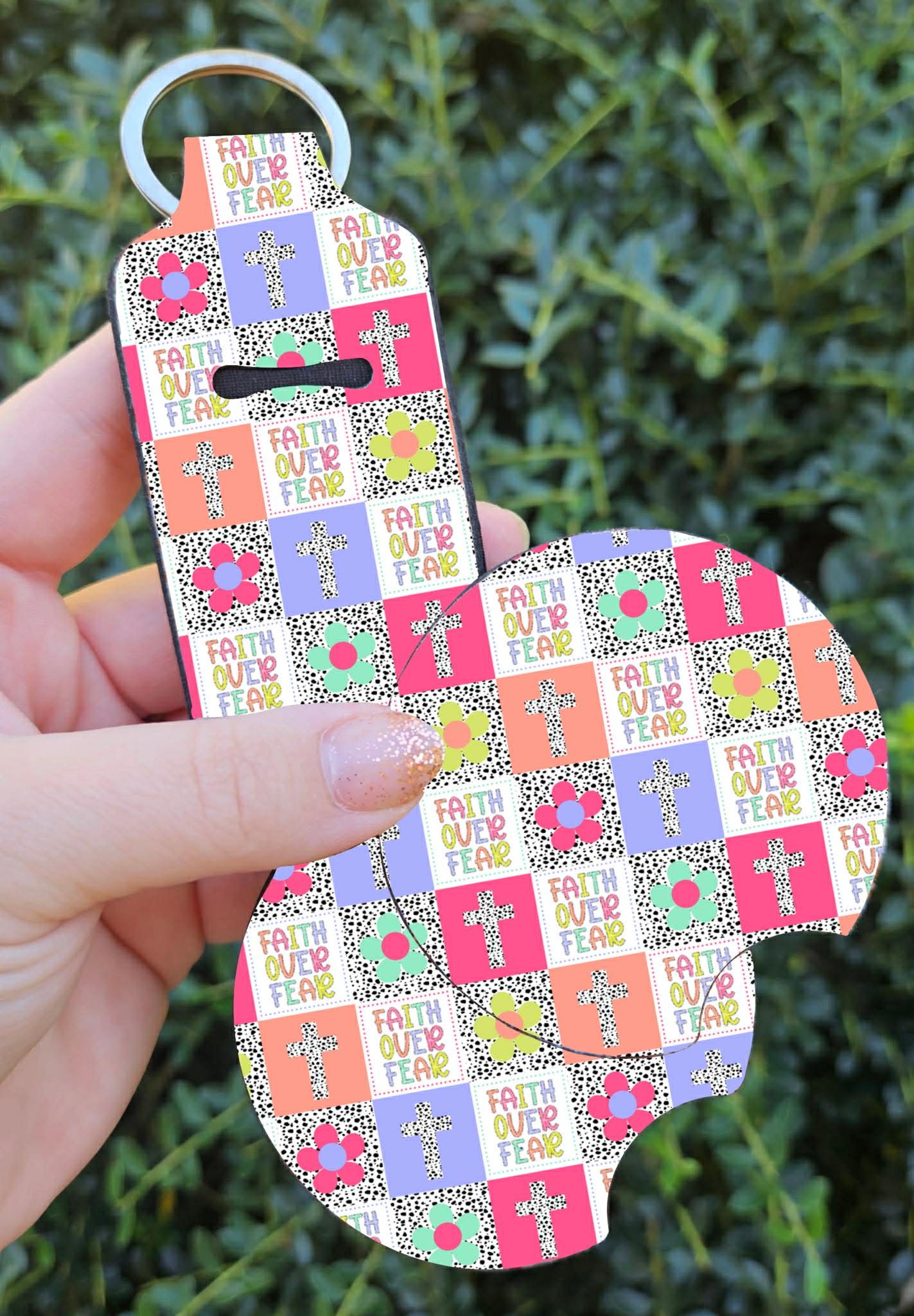 Car Coaster Set with Chapstick Holder or Wristlet
