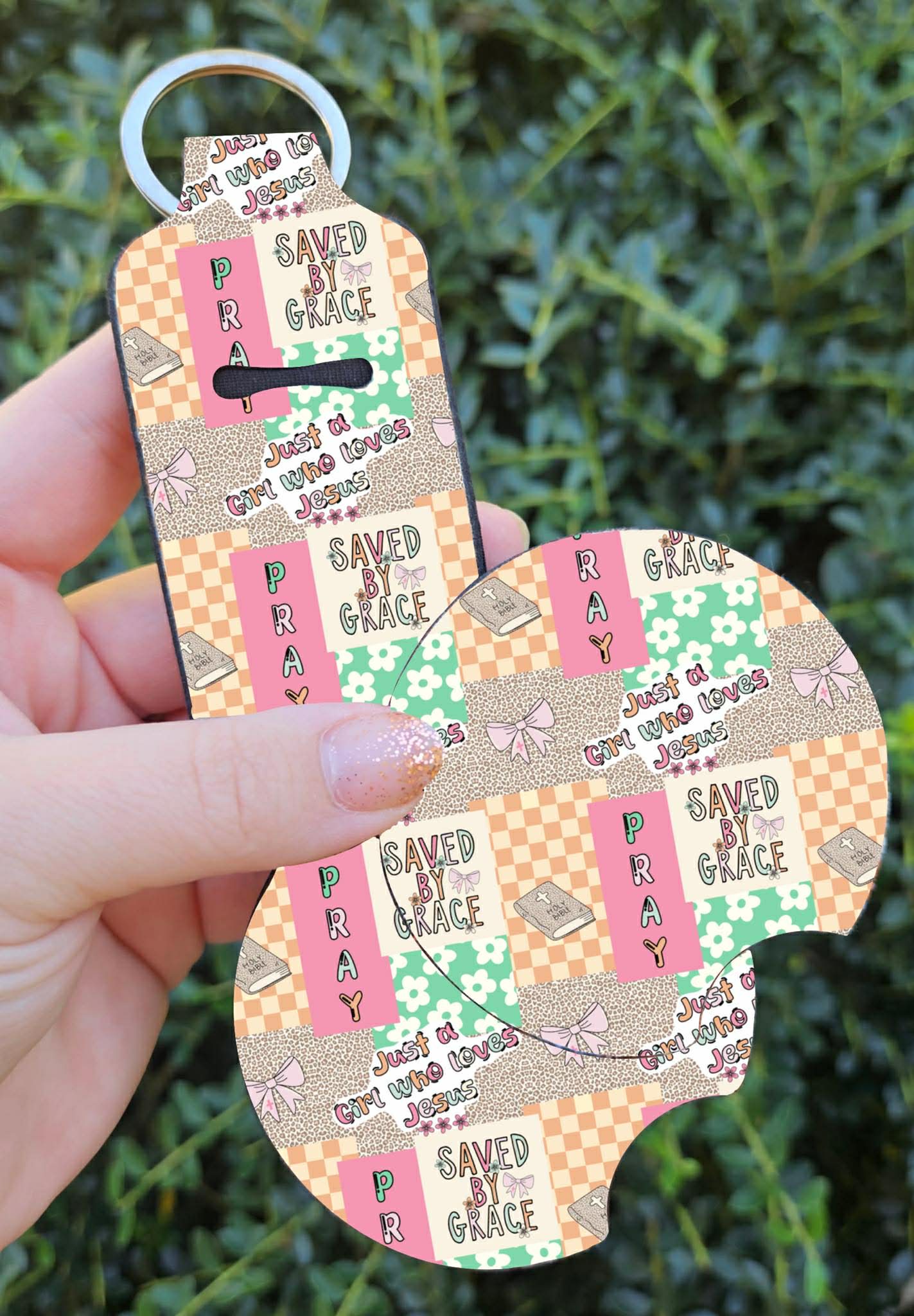 Car Coaster Set with Chapstick Holder or Wristlet